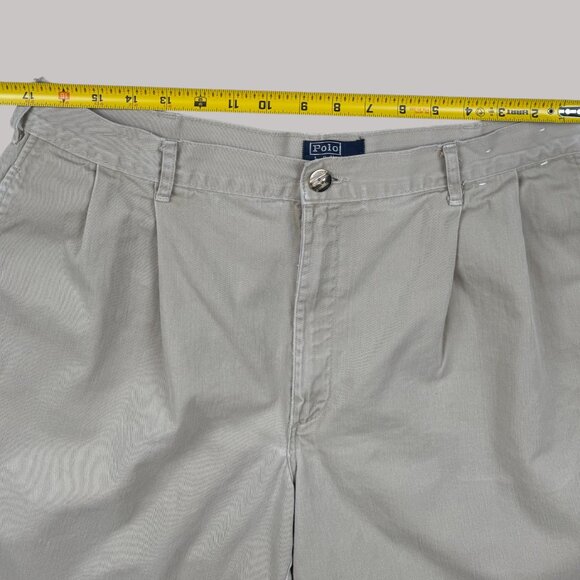 Vintage Polo Ralph Lauren Shorts Mens 36 Beige Khaki Pleated Front Chino USA - Picture 4 of 5